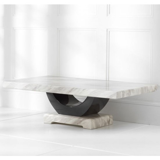 Rivilino Marble Coffee Table In Cream And Black High Gloss