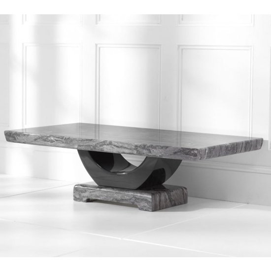Rivilino Marble Coffee Table In Dark Grey And Black High Gloss