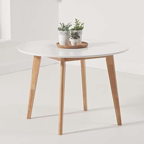 Robina Round Wooden Dining Table In White And Oak