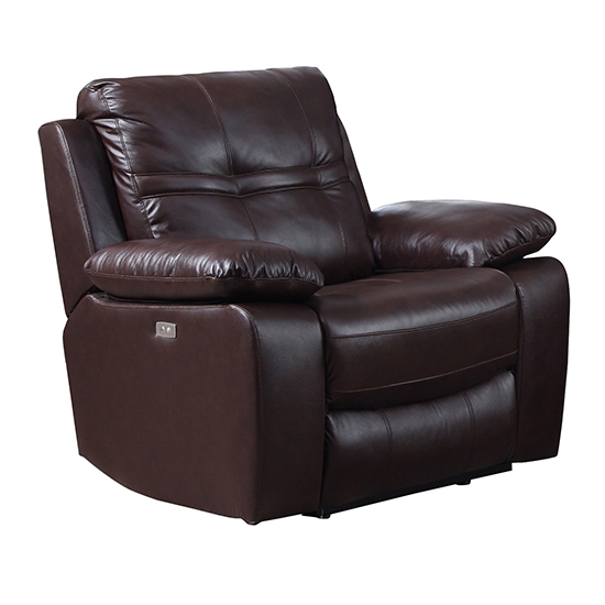 Rockport Power Recliner Leather And Pu 1 Seater Sofa In Chocolate