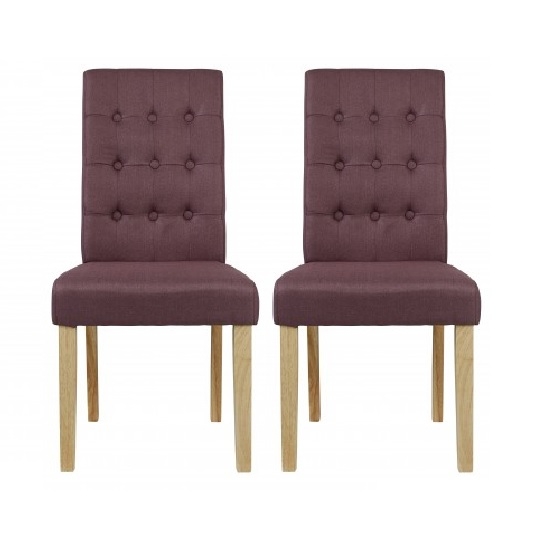 Roma Plum Linen Fabric Dining Chairs In Pair