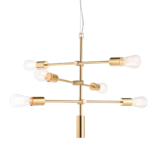 Rubens 6 Lights Ceiling Pendant Light In Brushed Brass