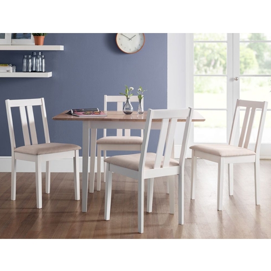 Rufford Wooden Dining Table In Oak And White With 4 Chairs