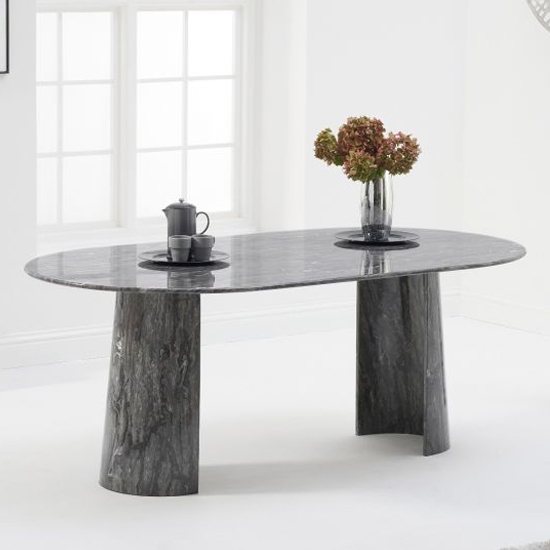 Safford 200cm Oval Marble Dining Table In Grey