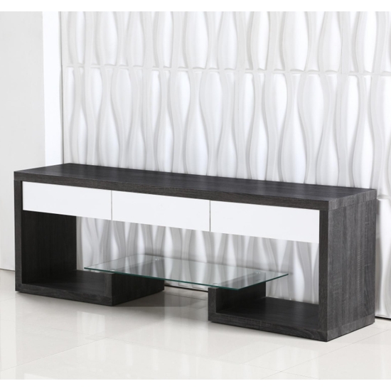 Samba Wooden Tv Stand In High Gloss Black And White