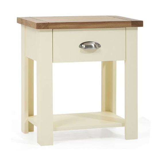 Sandringham Bedside Table In Oak And Cream With 1 Drawer