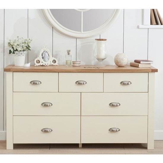 Sandringham Chest Of Drawers In Oak And Cream With 7 Drawers