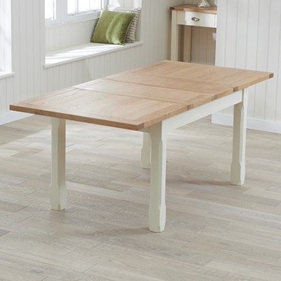 Sandringham Extending Wooden Dining Table In Oak And Cream