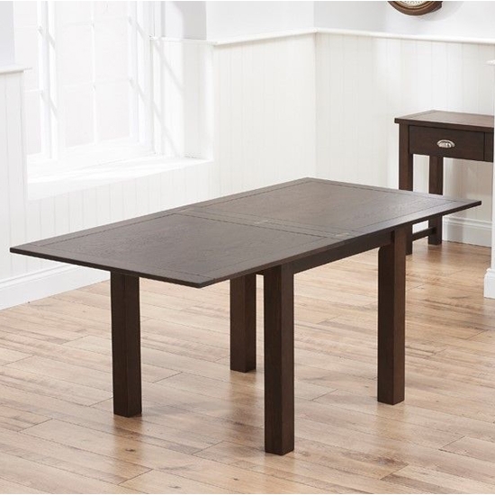 Sandringham Flip Top Extending Wooden Dining Table In Dark Oak