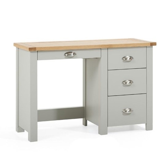 Sandringham Single Pedestal Dressing Table In Oak And Grey