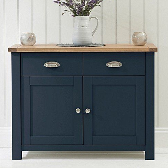 Sandringham Wooden 2 Doors And 3 Drawers In Sideboard In Oak And Blue