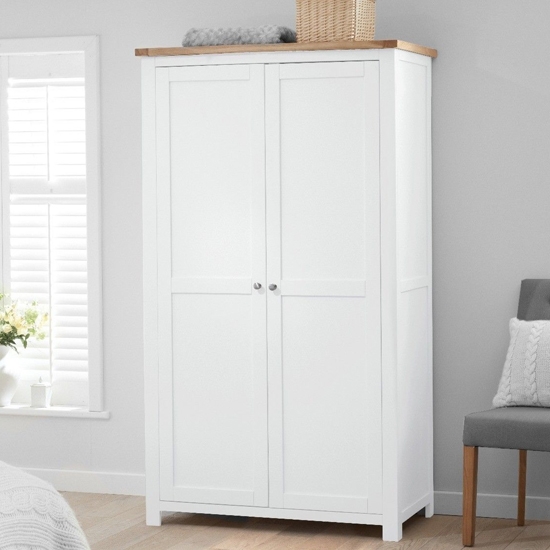 Sandringham Wooden 2 Doors Wardrobe In Oak And White