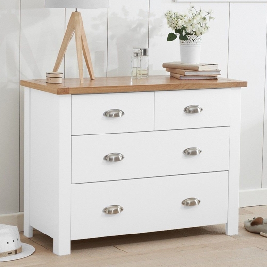 Sandringham Wooden Chest Of 4 Drawers In Oak And White