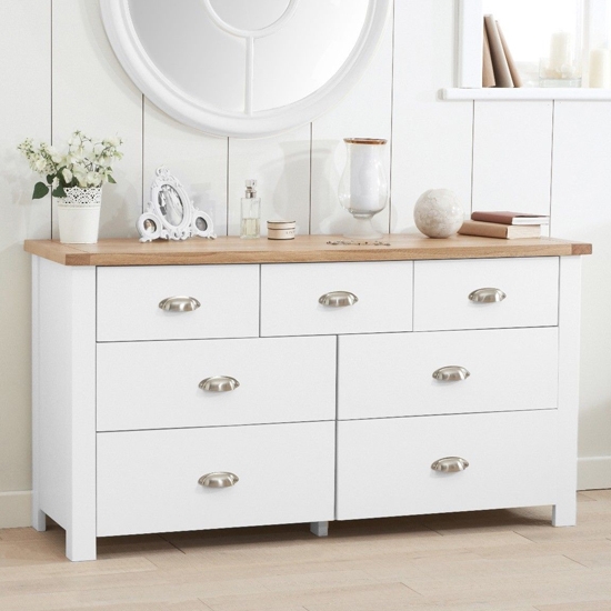 Sandringham Wooden Chest Of 7 Drawers In Oak And White