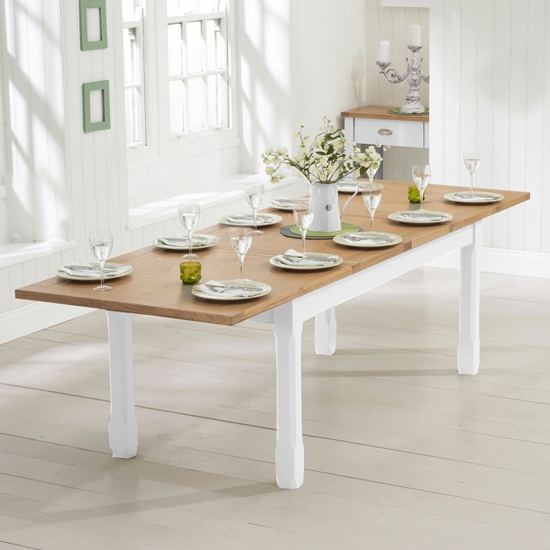 Sandringham Wooden Extending 180cm Dining Table In Oak And White