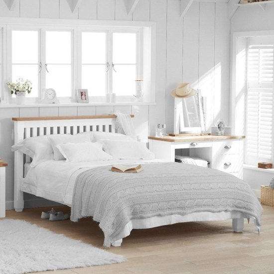 Sandringham Wooden King Size Bed In Oak And White