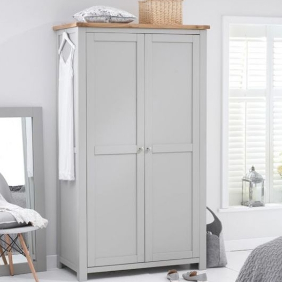 Sandringham Wooden Wardrobe In Oak And Grey