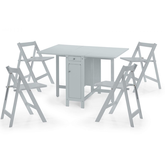 Savoy Wooden Dining Table With 4 Chairs In Light Grey