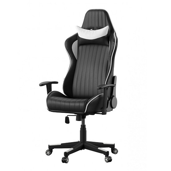 Senna Faux Leather Adjustable Gaming Chair In Black And White