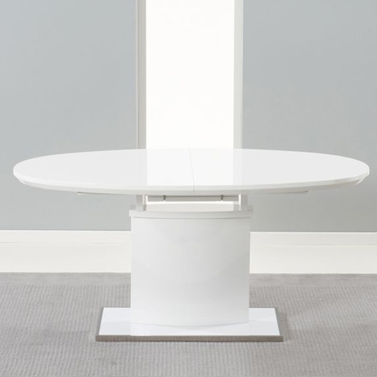 Seville Extending Wooden Dining Table In White High Gloss