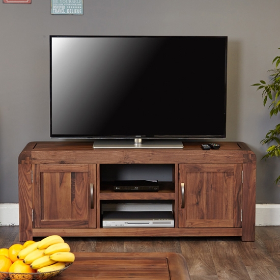 Shiro Large Wooden 2 Doors Tv Stand In Walnut