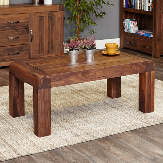 Shiro Medium Wooden Open Coffee Table In Walnut