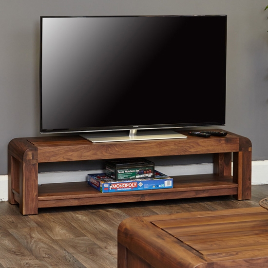 Shiro Wooden Low Tv Stand In Walnut