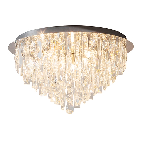 Siena Clear Crystal 5 Lights Flush Ceiling Light In Chrome