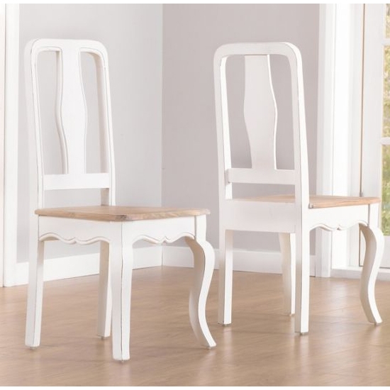 Sienna Oak And Ivory Solid Acacia Dining Chairs In Pair