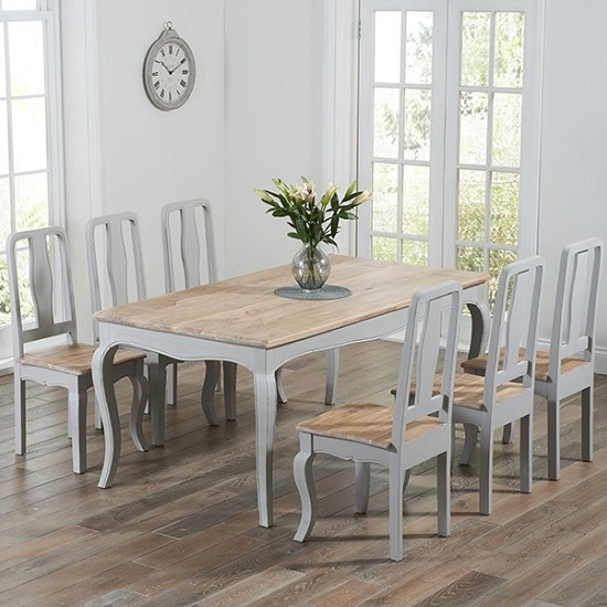 Sienna Wooden Dining Table In Grey With 6 Dining Chairs