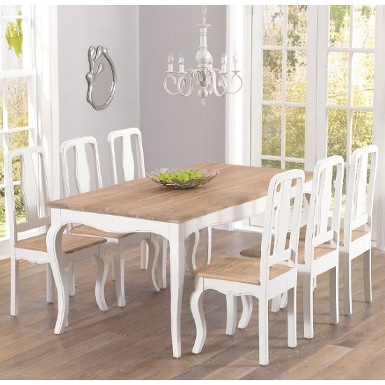 Sienna Wooden Dining Table In Ivory With 6 Dining Chairs