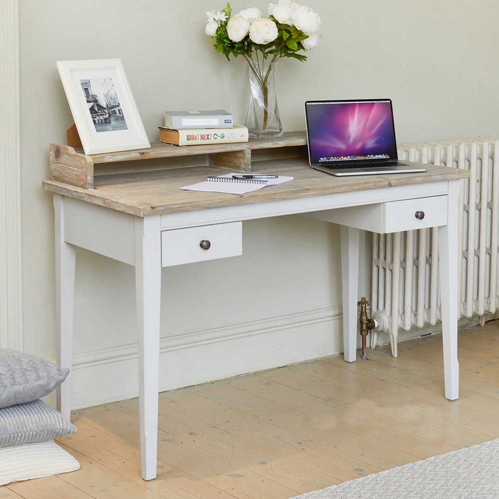 Signature Wooden Computer Desk And Shelf In Grey And Oak