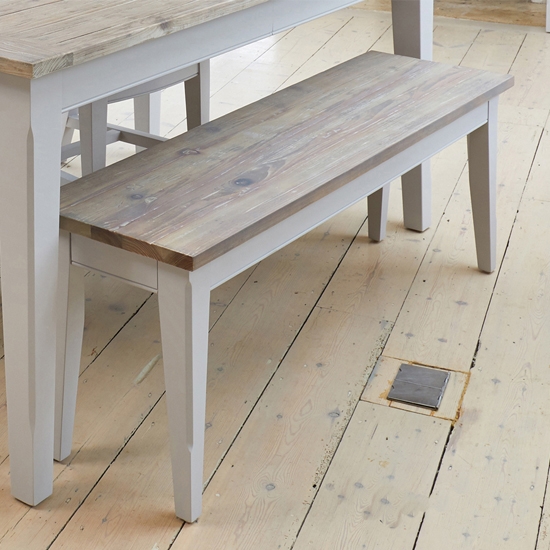 Signature Wooden Dining Bench In Grey And Oak