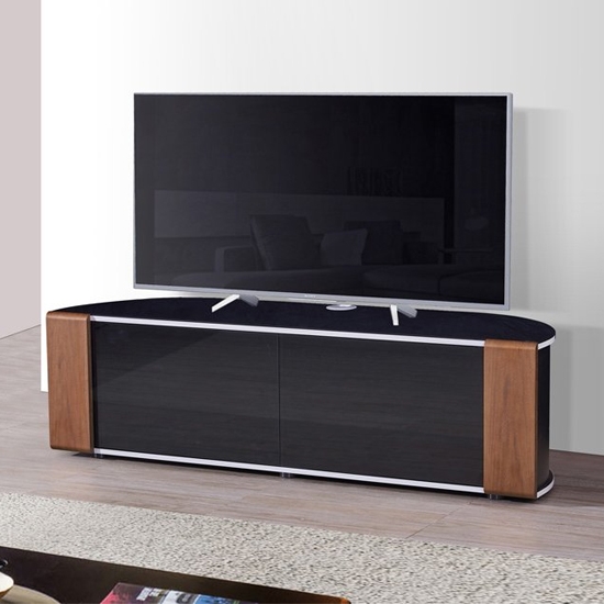 Sirius Large Corner Black Gloss Wooden Tv Stand In Oak And Walnut