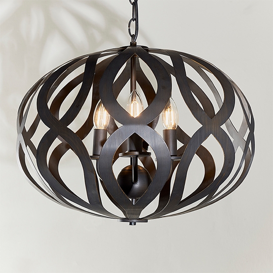 Sirolo 3 Lights Led Ceiling Pendant Light In Antique Brushed Bronze