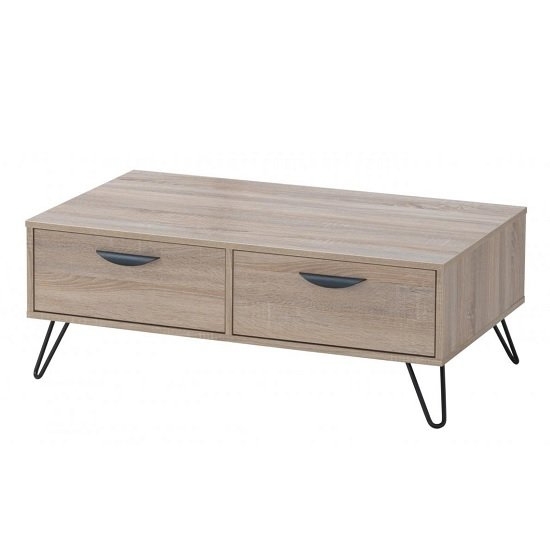 Sonoma Wooden Coffee Table In Oak Effect With Black Metal Legs