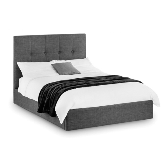 Sorrento Lift Up Linen Upholstered Storage Double Bed In Slate Grey