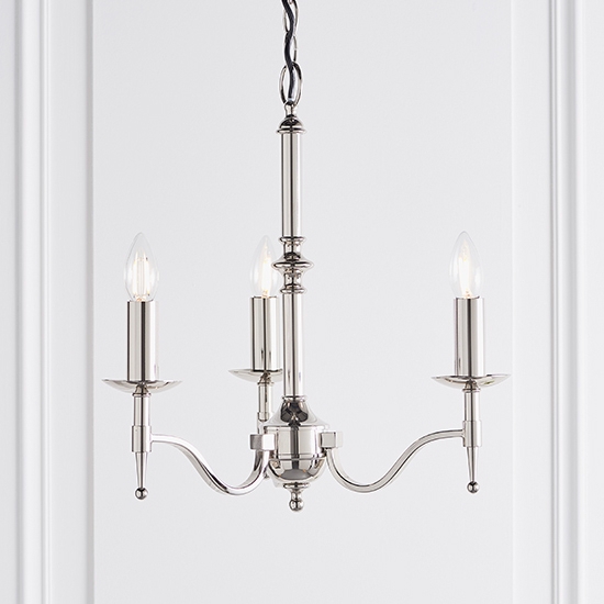 Stanford 3 Candle Lamps Ceiling Pendant Light In Polished Nickel