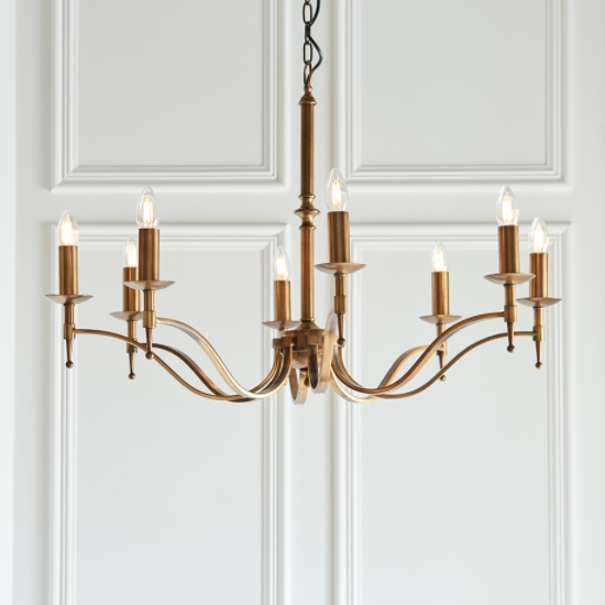 Stanford 8 Lights Ceiling Pendant Light In Antique Brass