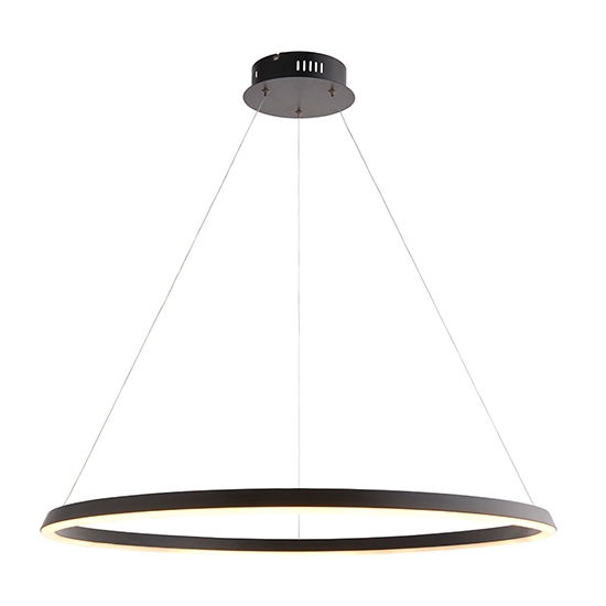 Staten Led Ceiling Pendant Light In Matt Black With White Diffuser