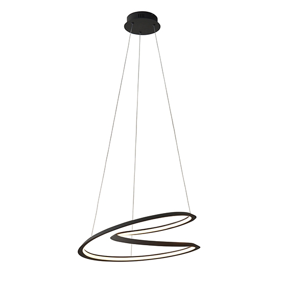 Staten Led Ceiling Pendant Light In Textured Black With White Diffuser