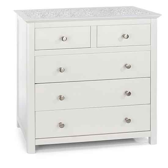 Stirling Natural Stone Top Chest Of Drawers With 5 Drawers In White