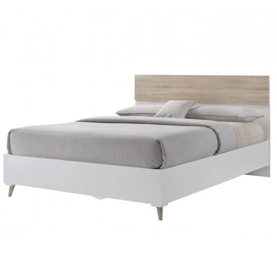 Stockholm Wooden King Size Bed In White And Oak