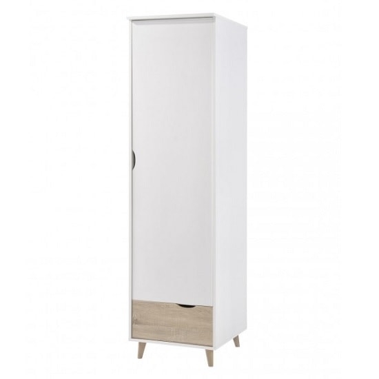 Stockholm Wooden Single Door Wardrobe In White And Oak