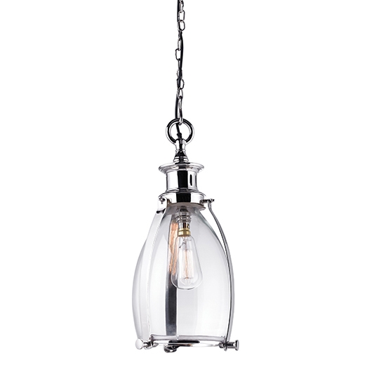 Storni Small Clear Glass Ceiling Pendant Light In Polished Nickel