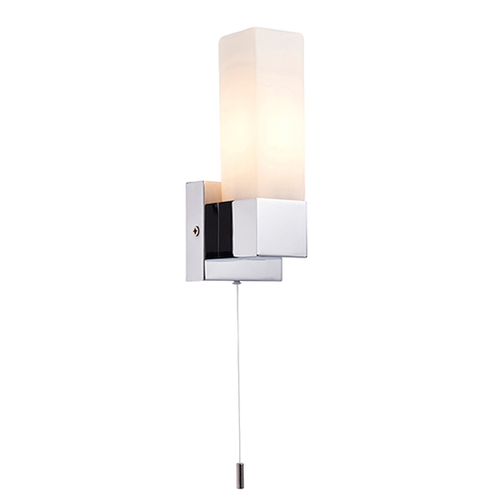 Stroud Matt Opal Duplex Glass Wall Light In Chrome