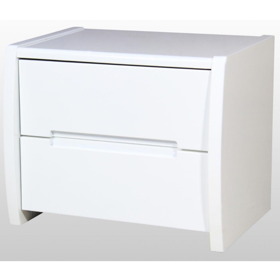 Tanya Wooden Bedside Cabinet In High Gloss White With 2 Drawers