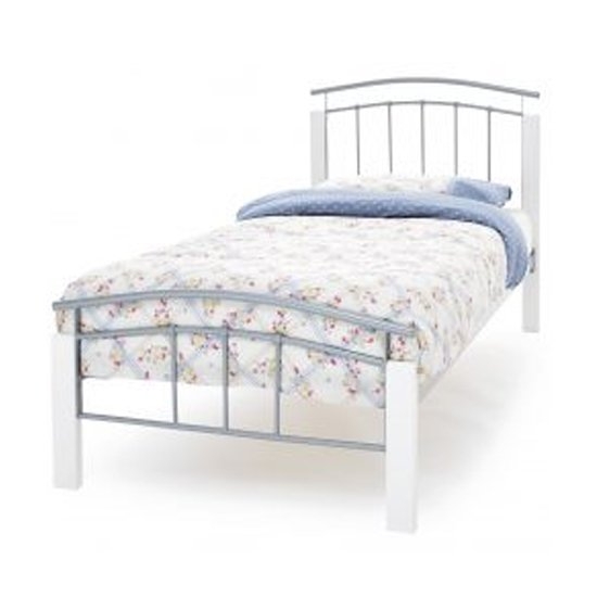 Tetras Metal Single Bed In White And Silver