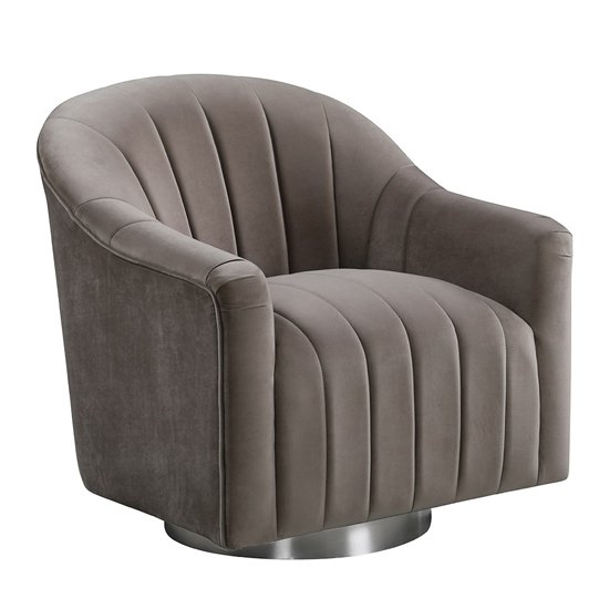 Tiffany Velvet Swivel Armchair In Cappuccino