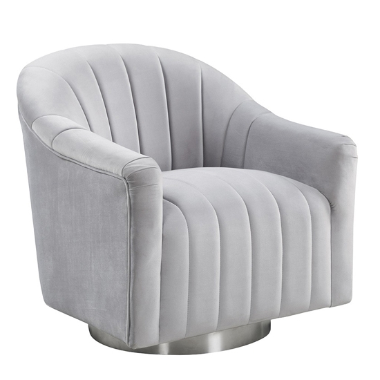 Tiffany Velvet Swivel Armchair In Silver